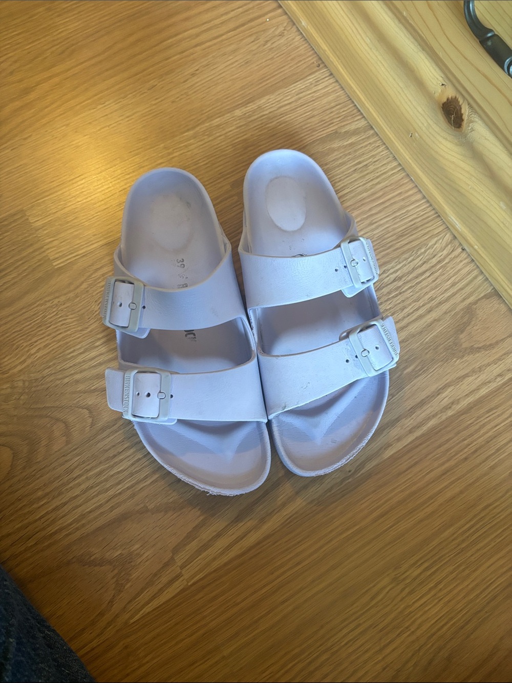 Birkenstock Two-Buckle Slide Sandals in Light Lavender